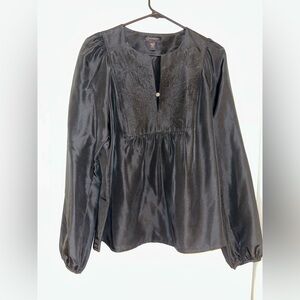 Context Elegant Black Embroidered Top